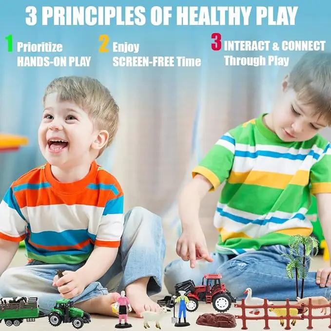 Farm Animals Figures Playset, 40 Pcs Farm Toy Tractor with Plastic Farm Animals Figurines, Farmer and Fence Farm Playset, Farm Figures Farmer Truck Toy with Trailer for Kids Boys Girls Toddlers 3+ by GreenHaven Gardens