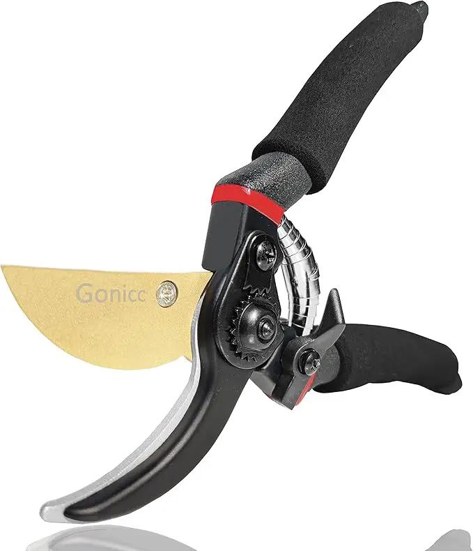 gonicc 8" Professional Premium Titanium Bypass Pruning Shears (GPPS-1003), Hand Pruners, Garden Clippers. by GreenHaven Gardens