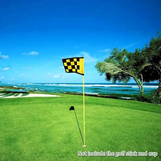 Golf Flag, Solid Nylon and Checkered Training Putting Green Flags, Indoor Outdoor Backyard Garden Portable Target Flags, 8.7inch*6inch (Yellow-Black) by GreenHaven Gardens