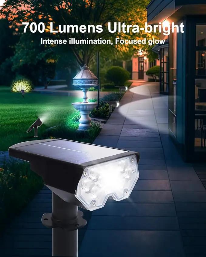 4 Pack Solar Powered Outdoor Spot Lights Outside Waterproof 20 LEDs Landscape Spotlights Dusk to Dawn for House Yard Tree, Plants, Walls, Path, Garden, Statues, Superior Accent Uplighting Cool White by GreenHaven Gardens