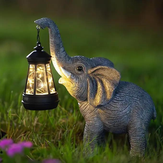 Elephant Statue Solar Garden Decor, Outdoor Solar Decoration for Outside, Gardening Gifts for Women by GreenHaven Gardens