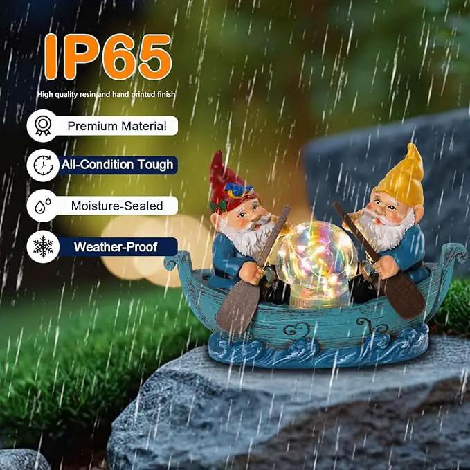 Solar Gnome Boating Garden Statues with Ball Light 4.6" Resin Gnomes Figurines Decorations for Yard Patio Lawm Porch Balcony Funny Housewarming Birthday Gardening Gifts for Women Moms by GreenHaven Gardens