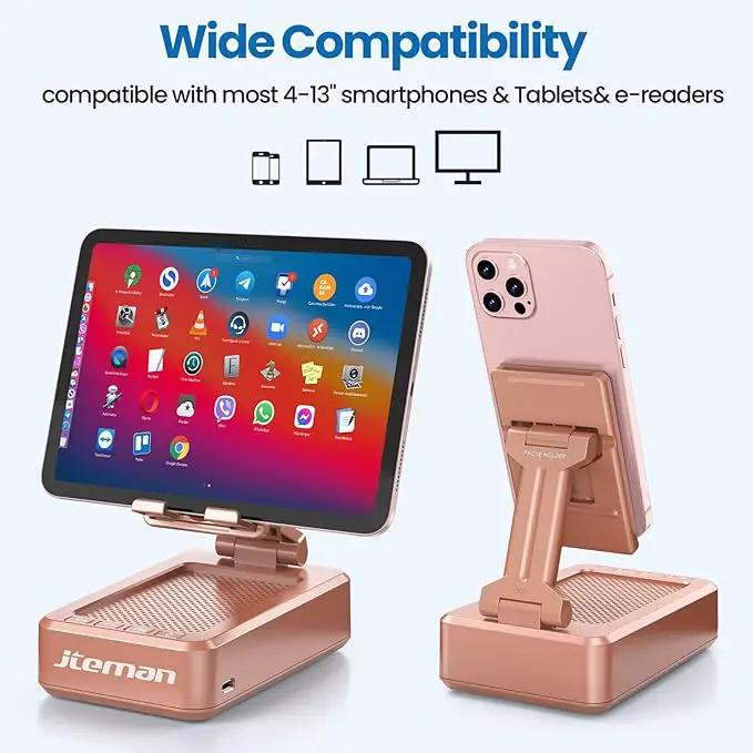 Jteman Portable Phone Stand with Speaker Bluetooth Wireless,Gifts for Men Women,Birthday for Women Men,Kitchen Gadgets for Men,Phone Holder for Desk - Rose Gold by GreenHaven Gardens