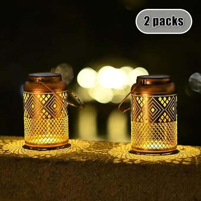 2 Pack Solar Lanterns Outdoor Waterproof - Birthday Gifts for Women, Men, Mom, Solar Lights Outdoor Hanging Garden Decor for Outside, Patio, Outdoor, Yard, Lawn, Balcony Modern by GreenHaven Gardens