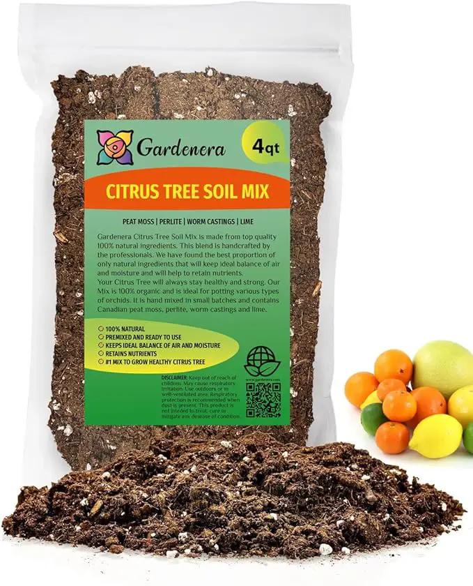 Citrus Tree Potting Soil Mix, Special Blend for Indoor Oranges, Lemons, Limes and More - (4 Quart Bag) by GreenHaven Gardens