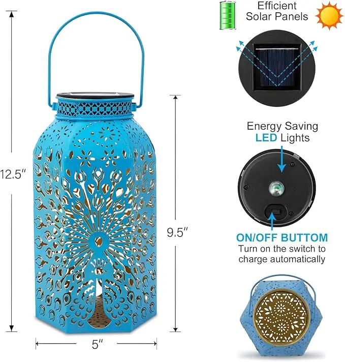 Pearlstar Solar Lanterns Outdoor Waterproof Hanging Solar Lights Metal Peacock Gifts for Women Mom Grandma Decor for Garden Yard Patio Balcony Path by GreenHaven Gardens