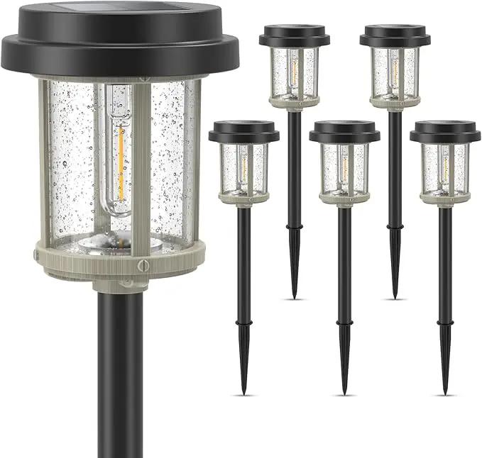 XMCOSY+ Solar Pathway Lights, 20 LM Bright Solar Light Outdoor, Waterproof Seed Glass & Metal Solar Powered Garden Lights, Outside Solar Lights for Yard Lawn Landscape Walkway(Black & Grey) by GreenHaven Gardens