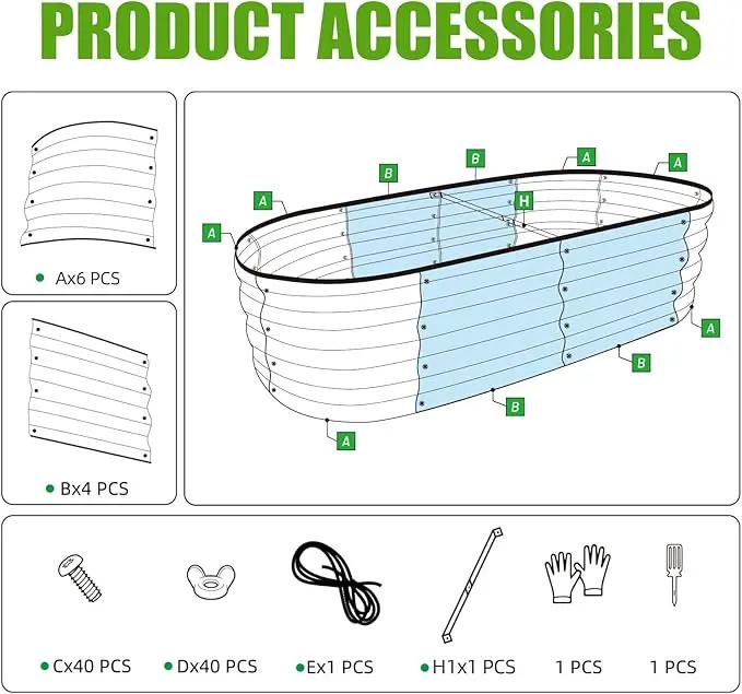 SnugNiture Galvanized Raised Garden Bed Outdoor, 2 Pcs 4x2x1ft Oval Metal Planter Box for Planting Plants Vegetables, White by GreenHaven Gardens