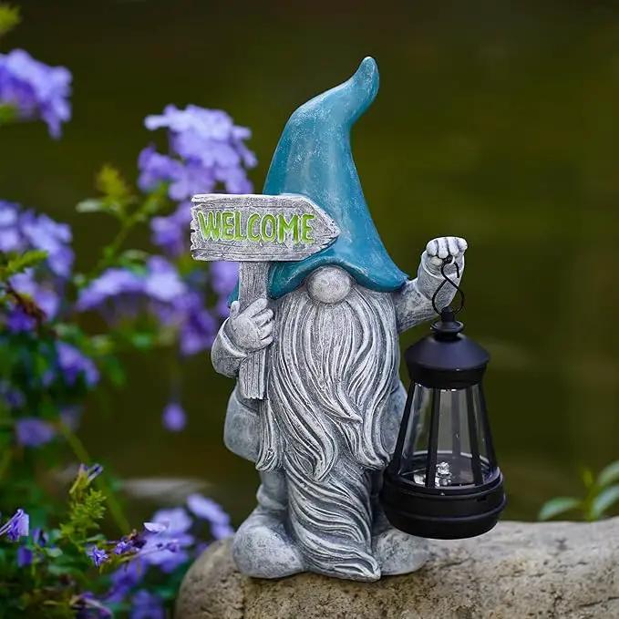 Welcome Gnomes with Solar Lantern - Garden Gnomes with Solar Lights, for Mom or Women, Housewarming Gnome Decorations by GreenHaven Gardens