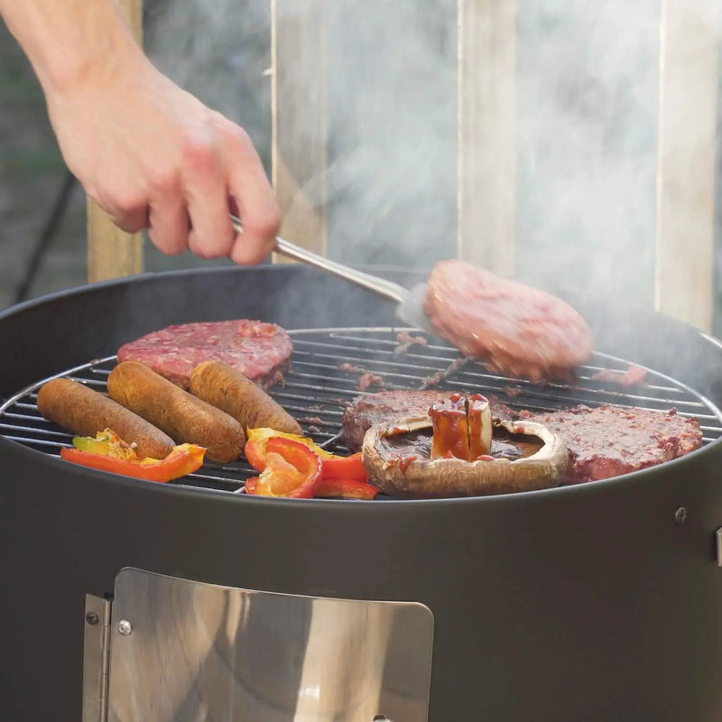 Realcook Vertical 17 Inch Steel Charcoal Smoker, Heavy Duty Round BBQ Grill for Outdoor Cooking, Black by GreenHaven Gardens