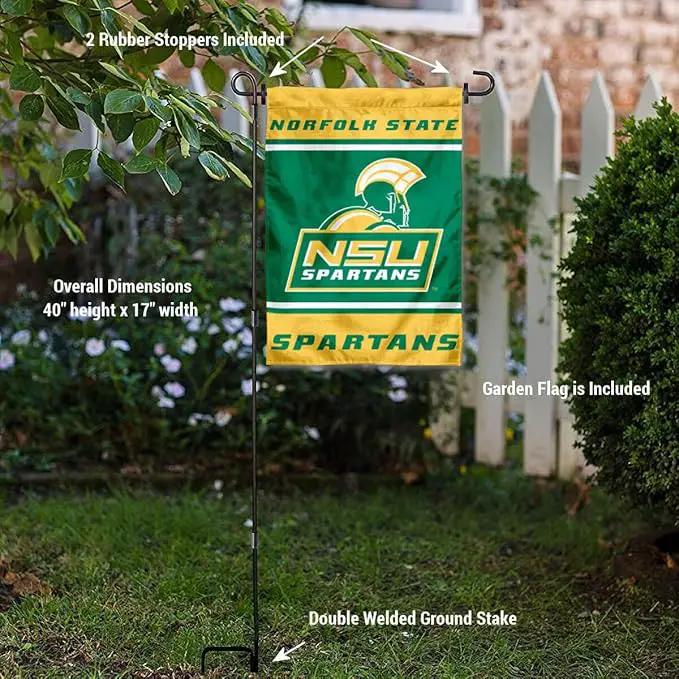 College Flags & Banners Co. Norfolk State Spartans Garden Flag with Stand Holder by GreenHaven Gardens