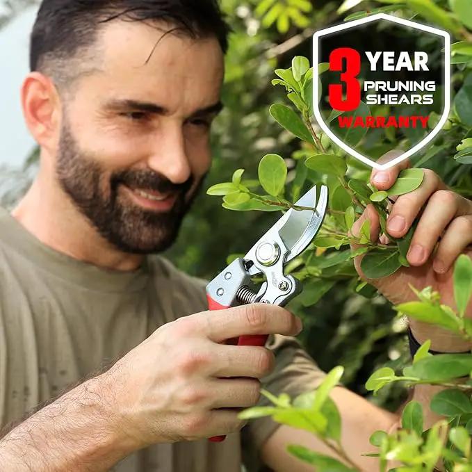 Pruning Shears for Gardening - DECERK 8.5" Professional Bypass Garden Scissors & Clippers, Heavy Duty Hand Held Pruners for Branch & Tree Trimming, Gardening Gifts for Women Men, 2025 Gardener Tools by GreenHaven Gardens