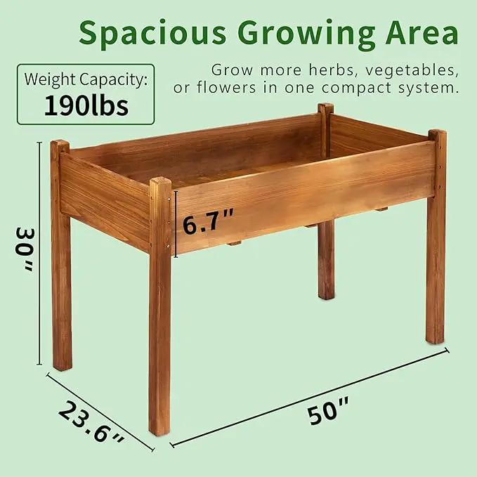 Premium Fir Wooden Raised Garden Bed with Four Legs for Backyard and Balcony Gardening,Suitable for Indoor and Outdoor use,49.5''×23.5''×30'' by GreenHaven Gardens