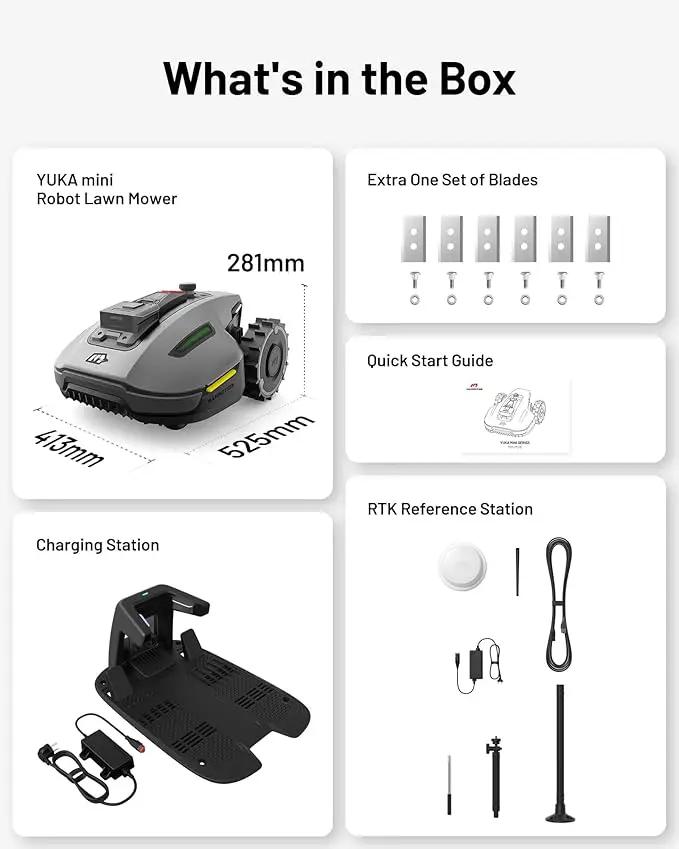 YUKA Mini 700H Robot Lawn Mower, Reception 0.17 Acre, Max.0.27 Acre, Ultrasense AI Vision+ RTK Positioning, Auto Mapping, App Control, 50% Slope, Cutting Height 2''~3.5'', 15 Mowing Zones by GreenHaven Gardens