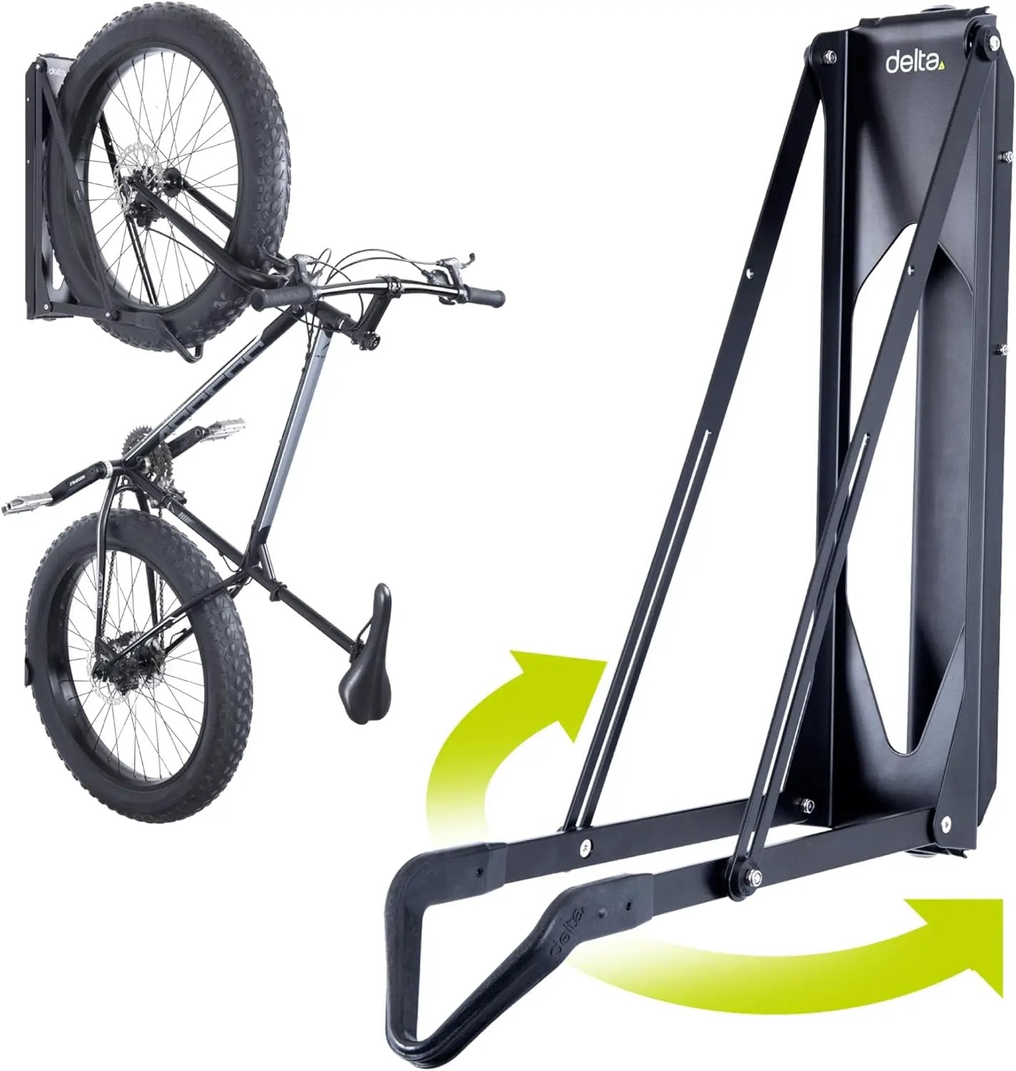 Pivot Bike Storage Rack by Delta Cycle - Bike Rack Garage Wall Mount Swivels to Save Space - No Lifting Required Vertical Bike Rack - Indoor Bike Storage Wall Hanger Holds Up to 100 lbs by GreenHaven Gardens