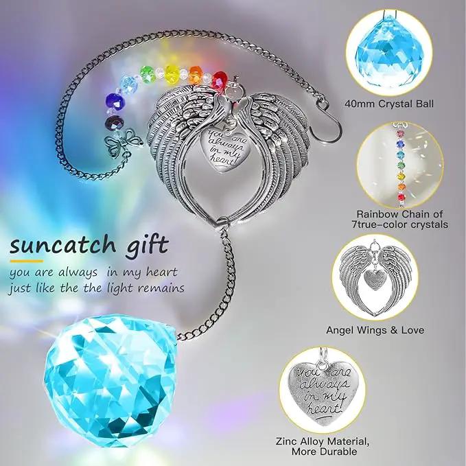 Memorial Gifts for Loss of Loved One Unique Sympathy Gifts Rainbow Sun Catcher Indoor Window Hanging Crystal Prism Grief Bereavement Gifts Ideas for Who Loss of Mom Dad (Sky Blue) by GreenHaven Gardens