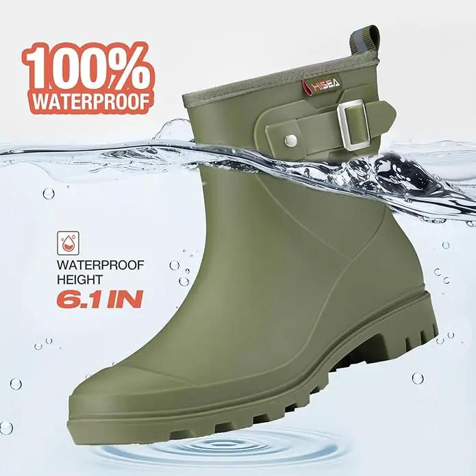 HISEA Women's Ankle Rain Boots Waterproof, Fashion Short Garden Shoes Anti-slip for Women with Comfortable Insole by GreenHaven Gardens