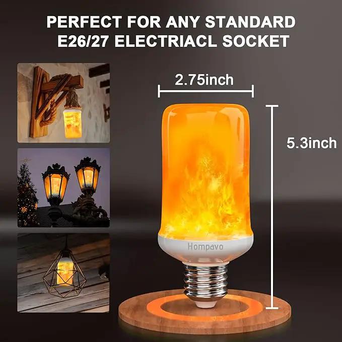 Hompavo 【Upgraded】 LED Flame Light Bulbs, 4 Modes Flickering Light Bulbs with Upside Down Effect, E26/E27 Base Flame Bulb for Halloween, Christmas, Indoor and Outdoor Decoration (White-2 Pack) by GreenHaven Gardens