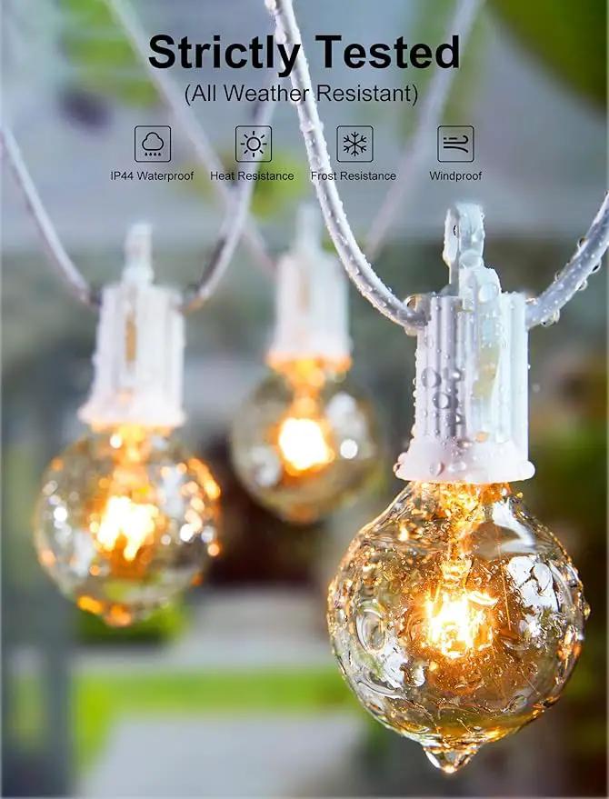 Outdoor String Light 25Feet G40 Globe Patio Lights with 27 Edison Glass Bulbs(2 Spare), Waterproof Connectable Hanging Christmas Lights for Backyard Porch Balcony Party Xmas Decor, E12 Socket Base by GreenHaven Gardens