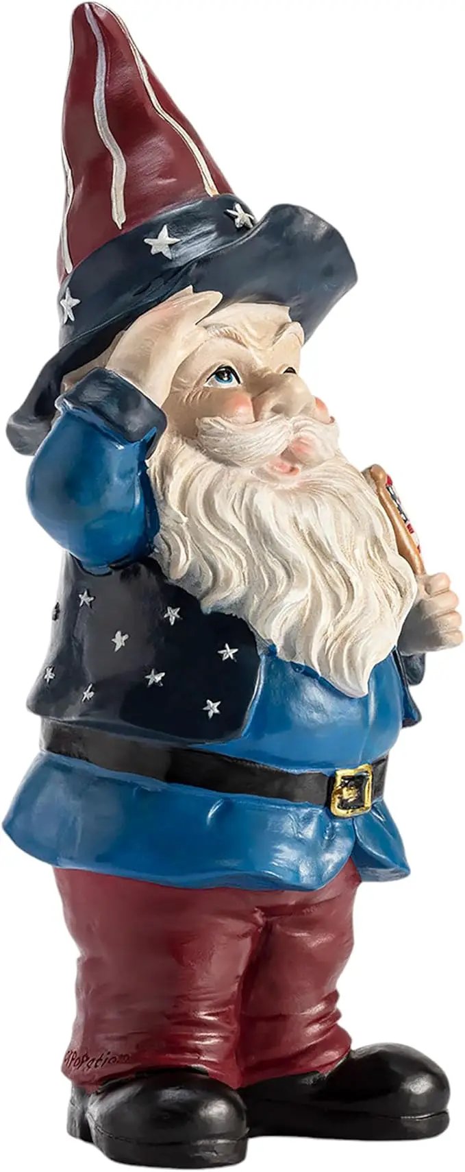 Alpine Corporation 12" Tall Outdoor Patriotic Garden Gnome Saluting Yard Statue Decoration by GreenHaven Gardens