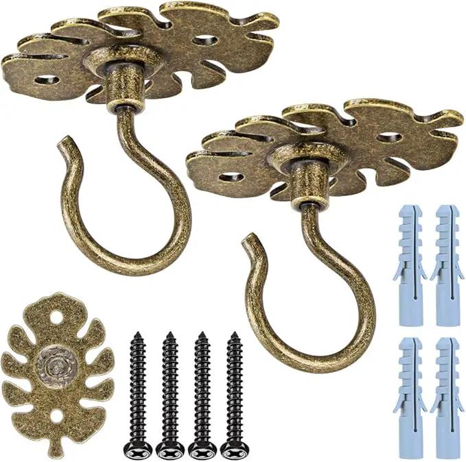 Dolibest Wall Mount Ceiling Hooks,Plant Hooks for Ceiling Metal Plant Bracket Iron Wall Mount Lanterns Hangers Hooks for Hanging Plants Lights, Outdoor Wire, Fairy Lights, Wind Chimes, Bronze(2PCS) by GreenHaven Gardens