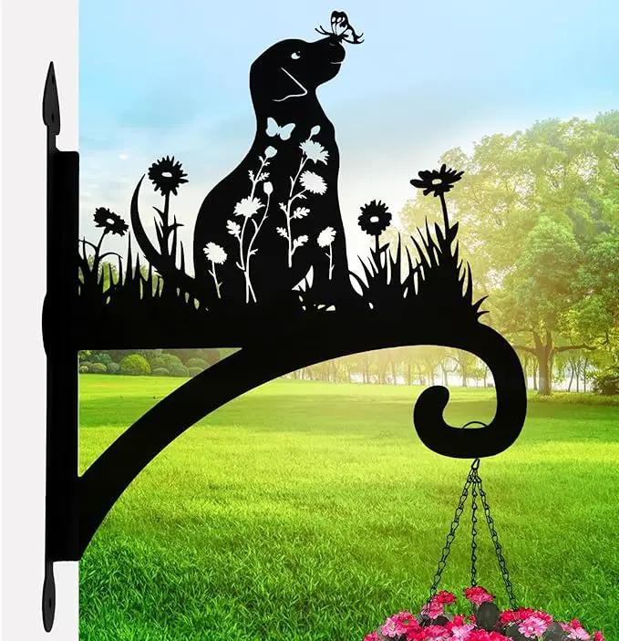 Plant Hangers Outdoor Heavy Duty Iron Decorative Dog Silhouette Plant Hooks for Hanging Baskets 11 inch Hanging Plant Bracket Wall Hooks for Flower Pot Lantern Bird Feeder Wind Chimes by GreenHaven Gardens