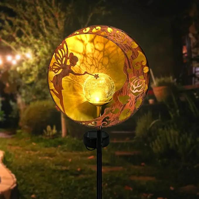 Fairy Solar Garden Light, Decorative Outdoor Statue, Moon Star Decor Stake, Metal Sculpture Decoration for Yard, Lawn, Patio, Pathway, Housewarming, Birthday Gift for Mom, Grandma, Women by GreenHaven Gardens