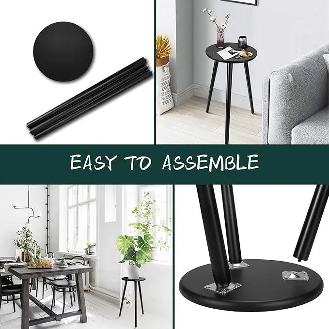 Uneedem Indoor Plant Stand Wood Mid Century Plant Stand for Indoor Plants, Modern Plant Table, 20.5" Tall Plant Holder Stand for Flower Pots, Small Round Side Table, End Table Black by GreenHaven Gardens