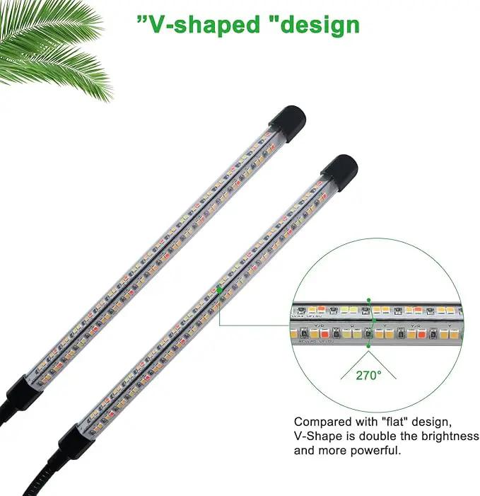 Grow Lights for Indoor Plants, 4 Heads Full Spectrum LED Plant Lamps with Clips and 10 Feet Cables for Seeding Growing(2 Pack) by GreenHaven Gardens