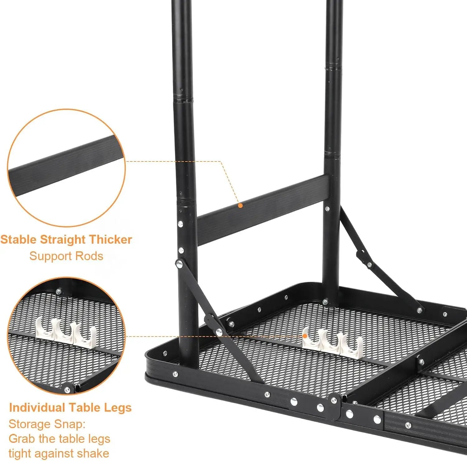 Camping Table Grill 4 Height Adjustable Small Folding 2FT Foldable Picnic Portable Grill Stand Mesh Outdoor Beach BBQ RV Black by GreenHaven Gardens