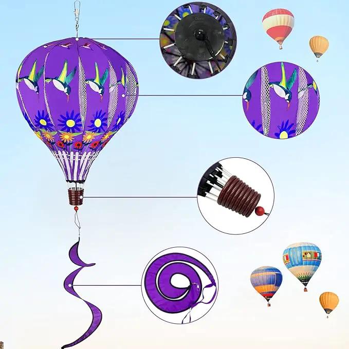 2 PCS Gaint Hot Air Balloon Wind Spinners 59 inch Garden Wind Spinner Large Hummingbird Ladybug Spinners Hanging Wind Socks Twisted Whirlygig Windmill for Yard Garden Lawn Outdoor Decorations by GreenHaven Gardens