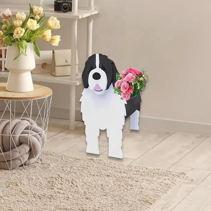 Newfoundland Dog Planter Plant Pots,Cute Garden Dog Flower Planter,Dog Planters Birthday Gifts for Women,Office,Indoor/Outdoor Decor（9.45 * 6.77 * 13.99in） by GreenHaven Gardens