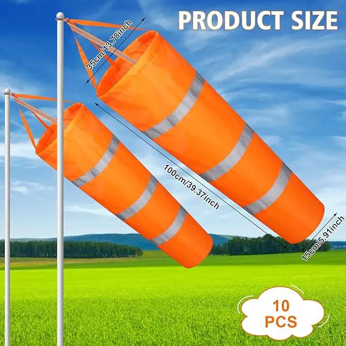 10 Pcs Airport Windsocks 40 Inch Outdoor Hanging Heavy Duty Wind Direction Measurement Wind Sock Windsocks with Reflective Belt for Outdoors Airport Farm Park (Orange) by GreenHaven Gardens