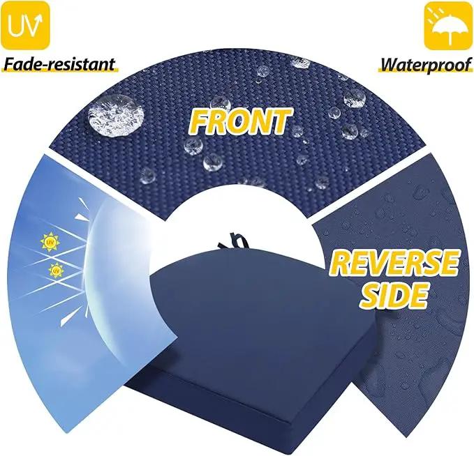 AAAAAcessories Outdoor Seat Cushions for Chairs, Waterproof, Fade-Resistant Patio Furniture Replacement Cushions, 17" x 16" x 2", Set of 4, Navy Blue by GreenHaven Gardens