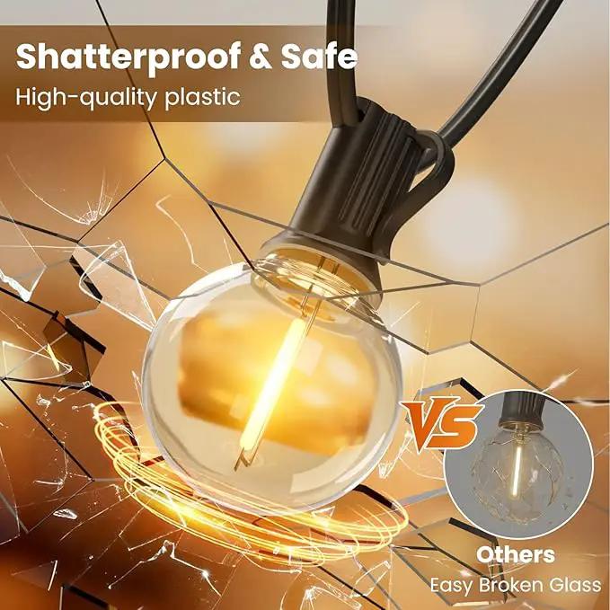 RTTY Outdoor String Lights 25 FT, G40 Led Patio Globe Lights with 13pcs Bulbs,Waterproof Shatterproof Dimmable Connectable Hanging for Cafe Bistro Backyard Gazebo Balcony Deck Party by GreenHaven Gardens