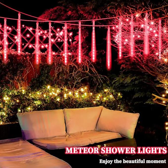 Meteor Shower Lights, Christmas Lights, 12 Inch 10 Tube 360 LED Rain Falling Icicle Cascading Lights for Xmas Tree Halloween Patio Garden Roof Eaves Decoration by GreenHaven Gardens