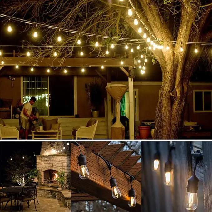 FRIDEKO HOME Waterproof Outdoor String Lights - 12Ft Commercial Grade Patio Lights Heavy Duty Light String Hanging Light Fixture with 11W S14 Bulbs for Deckyard Garden Porch Party Decor by GreenHaven Gardens