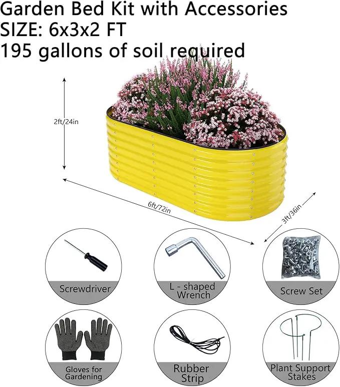 Galvanized Metal Planter Raised Garden Bed Kit for Gardening Outdoor，6x3x2ft Planter Grow Garden Box Raised Flower Bed，Long Vegetable Clearance Herb Raised Garden Beds for Container Gardening by GreenHaven Gardens