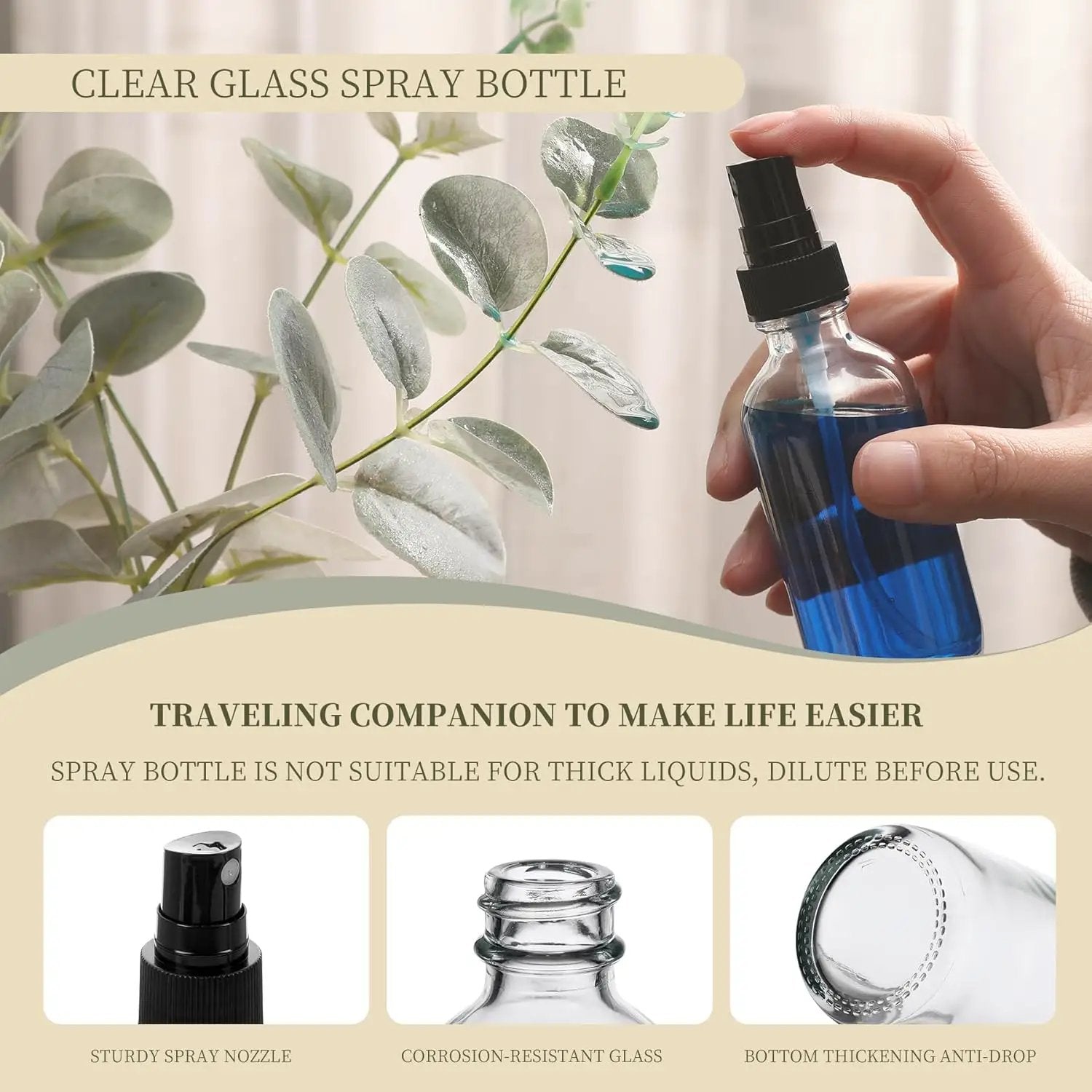 Clear Glass Small Spray Bottles 2 oz 48 Packs,Fine Mist Sprayer Pretty Finish,Refillable Containers mini spray bottles for Cleaning Solutions and Skin Care (Clear 48Pack) by GreenHaven Gardens