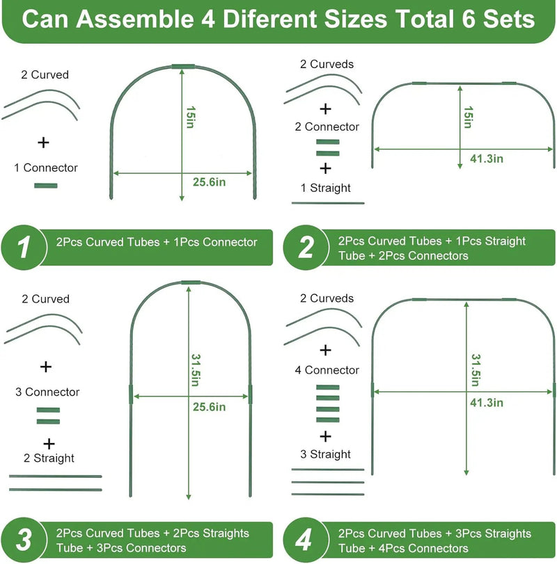 Greenhouse Hoops for Raised beds ,8 Sets Garden Hoops of 41.3'' x 31.5'' Detachable Rust-Free Garden Tunnel for Garden Fabric,Garden Hoops Grow Tunnel, DIY Plant Support Garden Stakes by GreenHaven Gardens