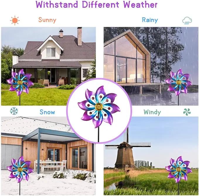 VEWOGARDEN Small Wind Spinners for Yard and Garden, Waterproof Metal Pinwheels Wind Spinners Outdoor Decor (Blue and Pink) by GreenHaven Gardens