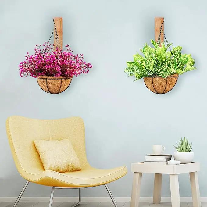 FGSAEOR Arc-Shaped Wooden Plant Hanger Indoor, 7-Inch Hanging Plant Brackets, Wall Mount Hooks for Outdoor Hanging Bird Feeders, Flower Baskets Pots, Wind Chimes, Lanterns by GreenHaven Gardens