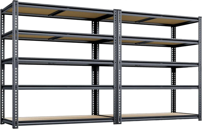 72"H Storage Shelves heavy duty, 2200LBS Garage Shelving, 5 Tier Metal Shelving Unit Adjustable Garage Shelves Utility Rack Shelf for Storage Warehouse Pantry Closet,40" W × 20" D × 72" H, Black, 2PCS by GreenHaven Gardens
