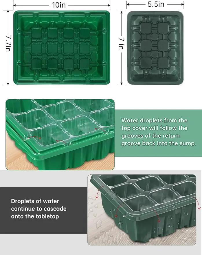 4 Packs Medium Seed Starter Tray, Adjustable Brightness and Timer, Upgraded 24 Full Spectrum LEDs, Seed Starter Kit with Drainage Holes, Tools and Labels for Indoor Plant Growing