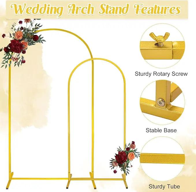 Gold Metal Arch Backdrop Stand 2 Set 7.2FT, 6FT Wedding Arch Stand Arched Door Frame for Birthday Party Baby Shower Ceremony Indoor Outdoor Celebration Decor (7.2FT, 6FT) by GreenHaven Gardens