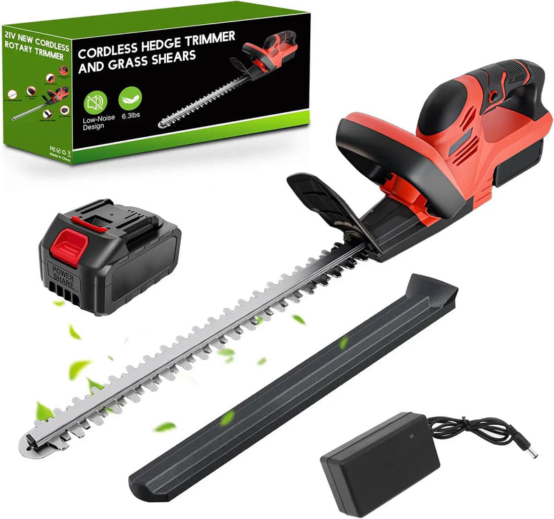 ALSO GO 22’’ Cordless Hedge Trimmer, 21V Electric Shrub Trimmer, Bush Trimmer Cordless with 3.0Ah Rechargeable Battery and Charger, Grass Cutter for Garden, Lawn by GreenHaven Gardens