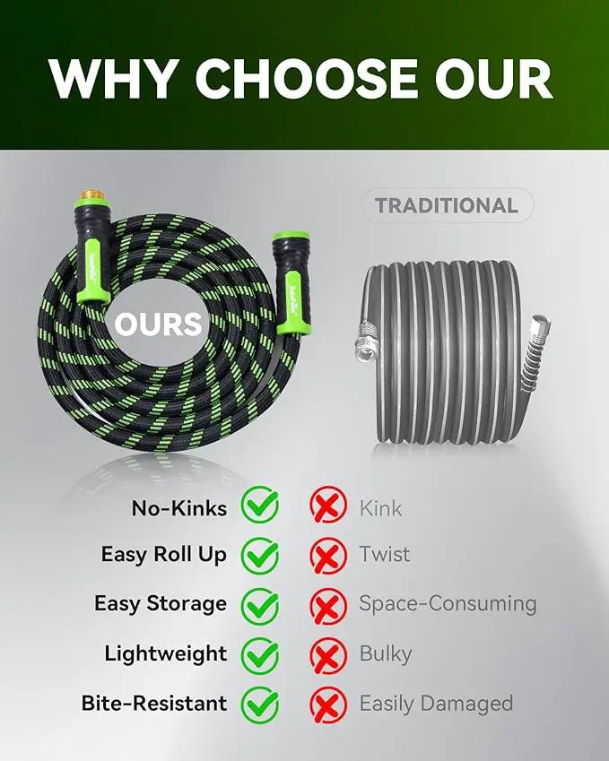 RAINPOINT Metal Garden Hoses for Yard 100 ft - No-kink 304 Water Hose 100ft with 10 mode Nozzle - Brass Connection, Swivel Handle, Flexible Hose,Lightweight, Puncture by GreenHaven Gardens