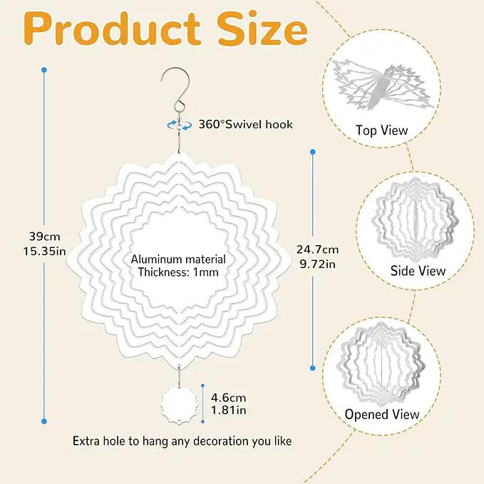 Sublimation Wind Spinner Blanks, 8 Pack 10 Inch 3D Aluminum Metal Hanging Wind Spinner Bulk for Garden Yard Outdoor, Window Porch Decoration for Heat Press Transfer DIY by GreenHaven Gardens