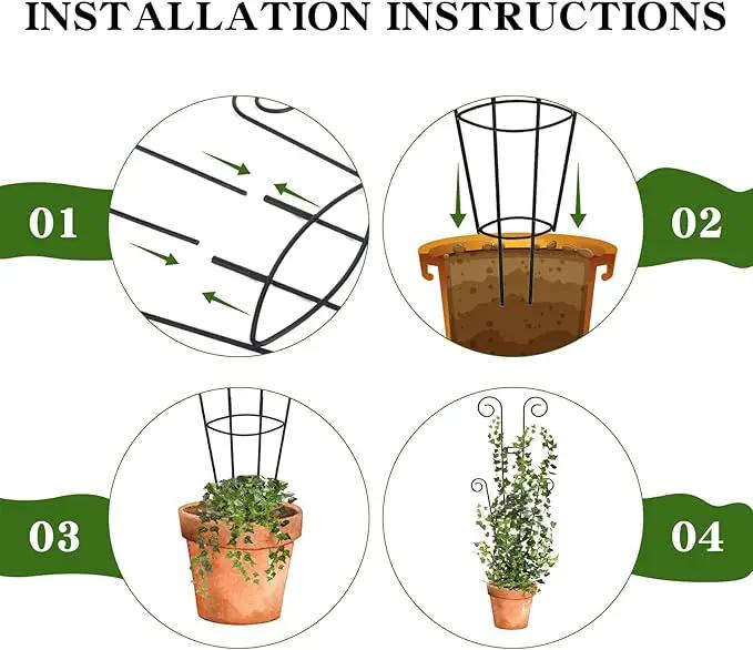 ZOUTOG Trellis for Climbing Plants Indoor 30 Inch, Houseplant Trellis for Potted Plants Metal 4Pcs for Vine Ivy Flower Support,Round Shape,Black by GreenHaven Gardens