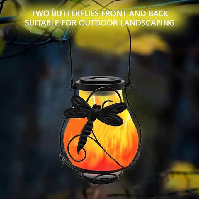 Solar Lanterns, Hanging Outdoor Lantern with Dragonflies LED Flickering Flameless Candles, Solar Lanterns Outdoor Waterproof for Table Party Decorative Yard Pathway (Dragonflies) by GreenHaven Gardens